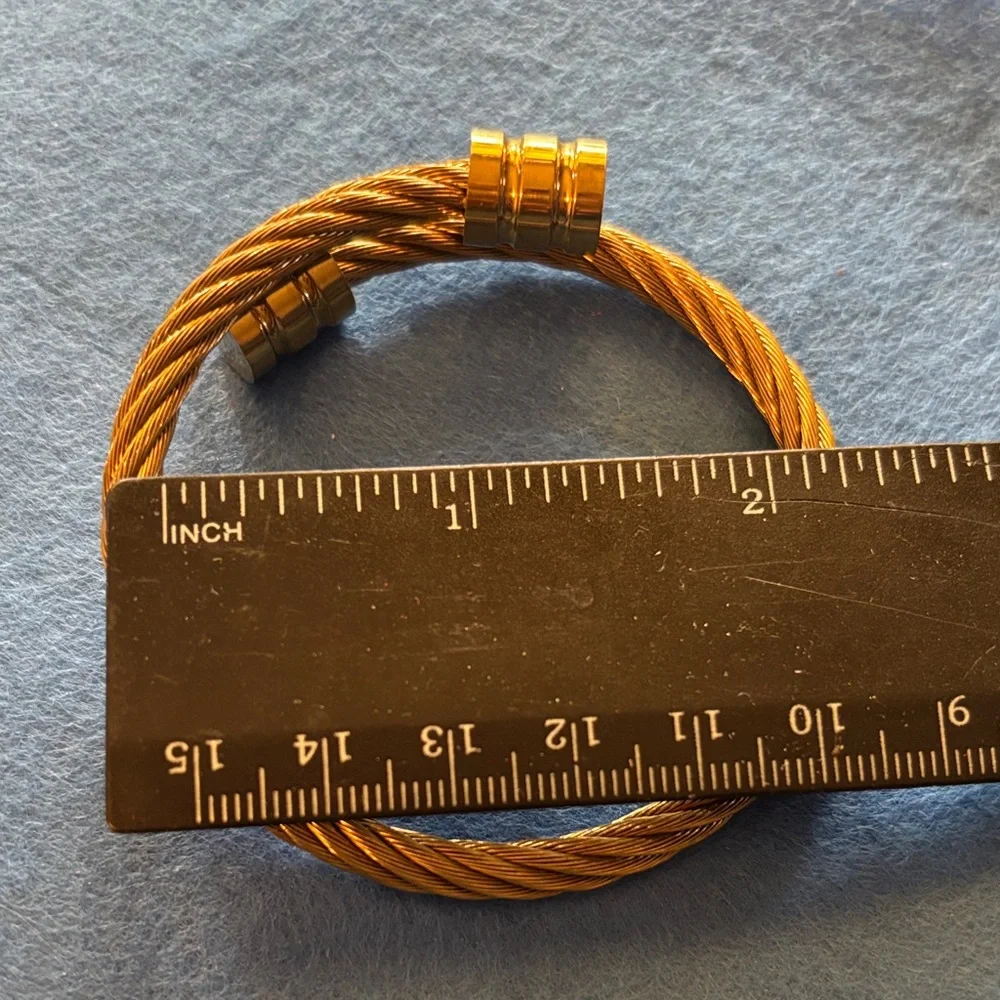 Gold and Silver Men's Cable Bracelet